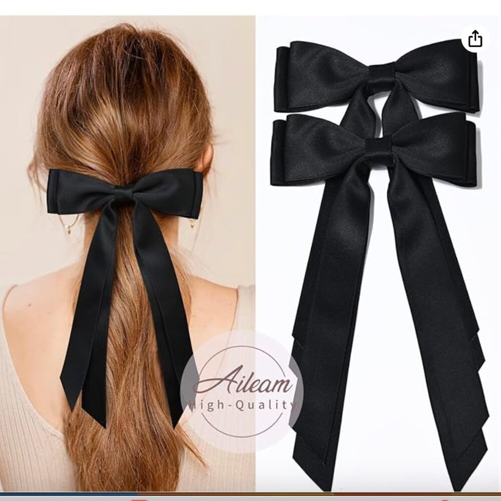 2PCS Hair Bows Hair Clip, Silky Satin Hair Ribbon NEW - Picture 3 of 6